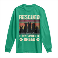 Rescued Is My Favorite Breed Long Sleeve Shirt Adopt A Shelter Pet Cat Dog Adoption Animal Rescue - Wonder Print Shop