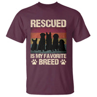Rescued Is My Favorite Breed T Shirt Adopt A Shelter Pet Cat Dog Adoption Animal Rescue - Wonder Print Shop
