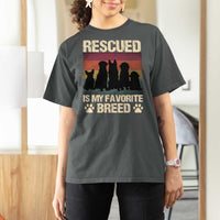 Rescued Is My Favorite Breed T Shirt For Women Adopt A Shelter Pet Cat Dog Adoption Animal Rescue - Wonder Print Shop