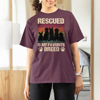 Rescued Is My Favorite Breed T Shirt For Women Adopt A Shelter Pet Cat Dog Adoption Animal Rescue - Wonder Print Shop
