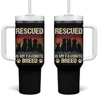 Rescued Is My Favorite Breed Tumbler With Handle Adopt A Shelter Pet Cat Dog Adoption Animal Rescue - Wonder Print Shop