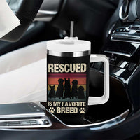 Rescued Is My Favorite Breed Tumbler With Handle Adopt A Shelter Pet Cat Dog Adoption Animal Rescue - Wonder Print Shop