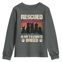 Rescued Is My Favorite Breed Youth Sweatshirt Adopt A Shelter Pet Cat Dog Adoption Animal Rescue - Wonder Print Shop