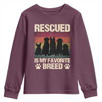 Rescued Is My Favorite Breed Youth Sweatshirt Adopt A Shelter Pet Cat Dog Adoption Animal Rescue - Wonder Print Shop