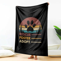 Rescue Dog Throw Blanket Retro Adopt Rescue Foster Animal Shelter Volunteer - Wonder Print Shop