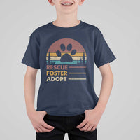 Rescue Dog T Shirt For Kid Retro Adopt Rescue Foster Animal Shelter Volunteer - Wonder Print Shop