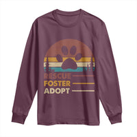 Rescue Dog Long Sleeve Shirt Retro Adopt Rescue Foster Animal Shelter Volunteer - Wonder Print Shop