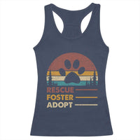 Rescue Dog Racerback Tank Top Retro Adopt Rescue Foster Animal Shelter Volunteer - Wonder Print Shop