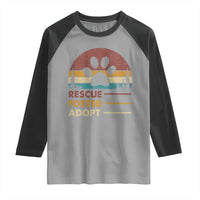 Rescue Dog Raglan Shirt Retro Adopt Rescue Foster Animal Shelter Volunteer - Wonder Print Shop