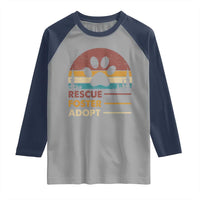Rescue Dog Raglan Shirt Retro Adopt Rescue Foster Animal Shelter Volunteer - Wonder Print Shop