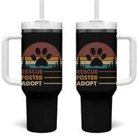 Rescue Dog Tumbler With Handle Retro Adopt Rescue Foster Animal Shelter Volunteer - Wonder Print Shop