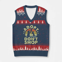 Adopt Dont Shop V-Neck Knit Sweater Vest Vintage Retro Cat Dog Rescue Animal Lovers Shelter Volunteer - Wonder Print Shop