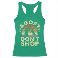 Adopt Dont Shop Racerback Tank Top Vintage Retro Cat Dog Rescue Animal Lovers Shelter Volunteer - Wonder Print Shop
