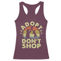 Adopt Dont Shop Racerback Tank Top Vintage Retro Cat Dog Rescue Animal Lovers Shelter Volunteer - Wonder Print Shop