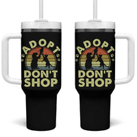 Adopt Dont Shop Tumbler With Handle Vintage Retro Cat Dog Rescue Animal Lovers Shelter Volunteer - Wonder Print Shop