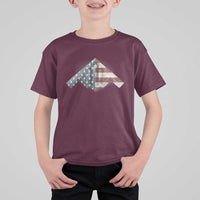 B2 Spirit T Shirt For Kid B-2 Bomber Stealth Aircraft Schematic American Flag - Wonder Print Shop