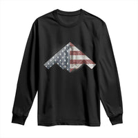 B2 Spirit Long Sleeve Shirt B-2 Bomber Stealth Aircraft Schematic American Flag - Wonder Print Shop