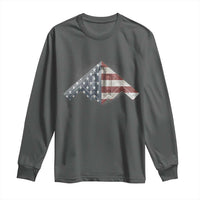 B2 Spirit Long Sleeve Shirt B-2 Bomber Stealth Aircraft Schematic American Flag - Wonder Print Shop