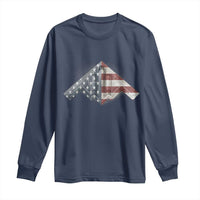 B2 Spirit Long Sleeve Shirt B-2 Bomber Stealth Aircraft Schematic American Flag - Wonder Print Shop