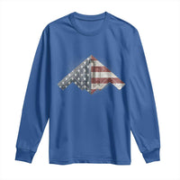 B2 Spirit Long Sleeve Shirt B-2 Bomber Stealth Aircraft Schematic American Flag - Wonder Print Shop