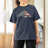 B2 Spirit T Shirt For Women B-2 Bomber Stealth Aircraft Schematic American Flag - Wonder Print Shop