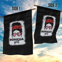 Boricua Girl Garden Flag Messy Bun Puerto Rican Flag Hibiscus Flower - Wonder Print Shop