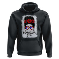 Boricua Girl Hoodie Messy Bun Puerto Rican Flag Hibiscus Flower - Wonder Print Shop