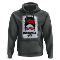 Boricua Girl Hoodie Messy Bun Puerto Rican Flag Hibiscus Flower - Wonder Print Shop