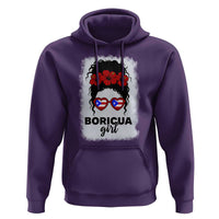 Boricua Girl Hoodie Messy Bun Puerto Rican Flag Hibiscus Flower - Wonder Print Shop