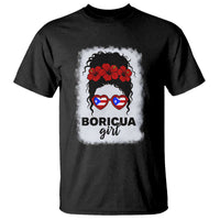 Boricua Girl T Shirt Messy Bun Puerto Rican Flag Hibiscus Flower - Wonder Print Shop