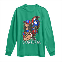 Puerto Rico Pin Up Girl Long Sleeve Shirt Taino Boricua Puerto Rican Flag - Wonder Print Shop