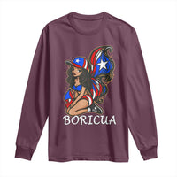 Puerto Rico Pin Up Girl Long Sleeve Shirt Taino Boricua Puerto Rican Flag - Wonder Print Shop