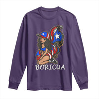 Puerto Rico Pin Up Girl Long Sleeve Shirt Taino Boricua Puerto Rican Flag - Wonder Print Shop