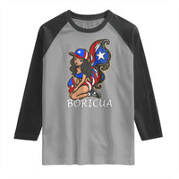 Puerto Rico Pin Up Girl Raglan Shirt Taino Boricua Puerto Rican Flag - Wonder Print Shop