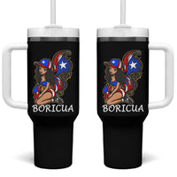 Puerto Rico Pin Up Girl Tumbler With Handle Taino Boricua Puerto Rican Flag - Wonder Print Shop