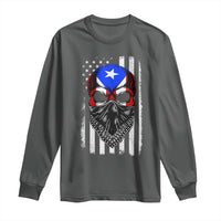Skull Puerto Rican American Flag Long Sleeve Shirt With Bandana