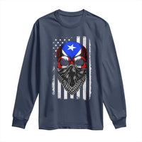 Skull Puerto Rican American Flag Long Sleeve Shirt With Bandana