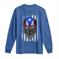 Skull Puerto Rican American Flag Long Sleeve Shirt With Bandana