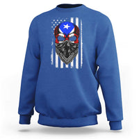 Skull Puerto Rican American Flag Sweatshirt With Bandana