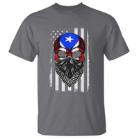 Skull Puerto Rican American Flag T Shirt With Bandana