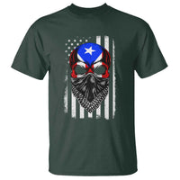 Skull Puerto Rican American Flag T Shirt With Bandana