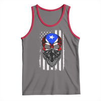 Skull Puerto Rican American Flag Tank Top With Bandana