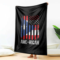 Puerto Rican American Flag Throw Blanket AME-RICAN Boricua Pride