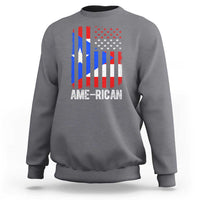 Puerto Rican American Flag Sweatshirt AME-RICAN Boricua Pride