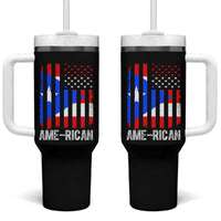 Puerto Rican American Flag Tumbler With Handle AME-RICAN Boricua Pride