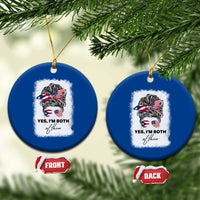 Yes I’m Both Puerto Rican American Ceramic Ornament Messy Bun Boricua Woman Pride