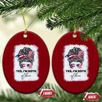 Yes I’m Both Puerto Rican American Ceramic Ornament Messy Bun Boricua Woman Pride