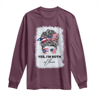 Yes I’m Both Puerto Rican American Long Sleeve Shirt Messy Bun Boricua Woman Pride