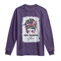 Yes I’m Both Puerto Rican American Long Sleeve Shirt Messy Bun Boricua Woman Pride