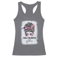 Yes I’m Both Puerto Rican American Racerback Tank Top Messy Bun Boricua Woman Pride